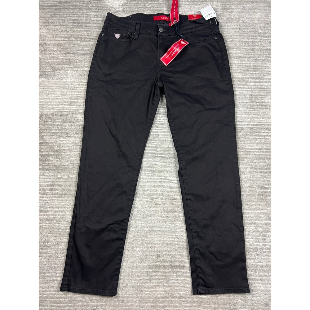 Guess Pants Mens 36x30 Black Brit Rocker Slim Tapered Super Stretch New